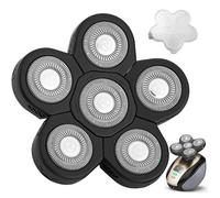 MAWAER Universal 6 Blade Head Shaver Replacement Heads, Compatible with Freedom Gold Shaver & More, Blue, Rechargeable, Self-Sharpening, Precision Shaving, Men's Grooming