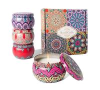 MAWANS Scented Candles Gift Box for Women Pack of 4 Aromatic Stress Relief Soy Wax 4.4 Oz Long Lasting 100 Hours Candles with Cinnamon Lemon, Lavender, Sandalwood All Seasons Birthday
