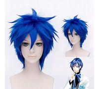 Mawaru Penguindrum Shoma Takakura Cosplay Wigs Blue Short Fluffy Layered Synthetic Hair For Men's + Wig Cap