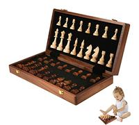 mawel Wooden Chess Set | Portable Folding Travel Chess Sets with Piece Storage Slots - Handmade Chess Board for Adults and Kids