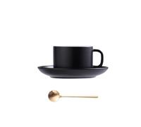 MAWERDCXG Breakfast Latte Coffee Cup Matte Coffee Cup, Saucer, and Spoon Set Home Use, Afternoon Tea, Café, Restaurant Service Tableware Small Latte Art Cups(C-220ml)