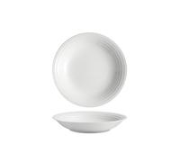 MAWERDCXG Dinner Plates 12-inch Large White Line Ceramic Shallow Bowl Deep Plate Soup Kitchen Restaurant Commercial Service Breakfast Dinner Playes(16 in)