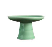 MAWERDCXG Fruit Tray Chinese Retro Fruit Plate Celadon High Foot Snack Food Home Buddhist Ceramic Counter Decor(A)