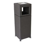 MAWERDCXG Outdoor Garden Trash Can Plastic Rattan Woven Trash Can Outdoor Durable Litter Box Wicker with Ashtray with Inner Bucket