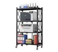 MAWERDCXG Printer Stand 4-layer Floor-standing Printer Stand, Mobile, Office Fax Machine Scanner, Kitchen Storage Rack Desk Accessories(Black)