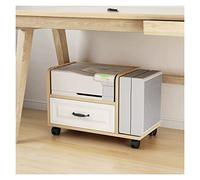 MAWERDCXG Printer Stand Multi-function Printer Stand with Storage Drawer, Under Desk and CPU Cart, Wooden Rolling Shelf for Home Office, 2 Tier Desk Accessories(L65.8xW40xH46.5cm)