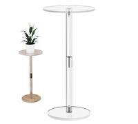 Mawma Modern Transparent Acrylic Drink Table, Small Round End Table, Holds Drinks, Coffee, Phones, Food, 21.3x10 inches