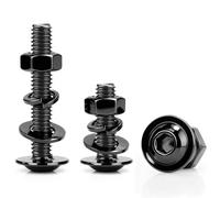 mawmuaw 10pcs Bolts M8x30 mm Flanged Allen Bolts Black Oxide 304 Stainless Steel Nuts and Bolts Includes Hex Nuts, Spring Washers & Flat Washers for Motorcycle Furniture Equipment Assembly DIY