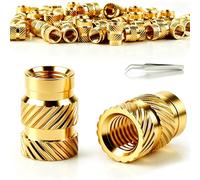 mawmuaw 150 Pcs Threaded Inserts M3x4x5mm Heat Inserts M3 Brass