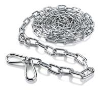 mawmuaw Heavy Duty Chain, 1.5 Metre Galvanised Metal Link Chain 4 mm Thick Hanging Steel Chains with Carabiner for Gate Padlocks Bicycle Outdoor Lifting Hanging Plants Swing Clothesline