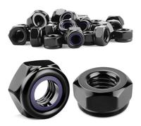 mawmuaw M10 Nylock Nuts 15PCS Locking Hex Nuts 10 mm Nylon Insert Lock Nut | Black Carbon Steel DIN 985, for Outdoor, Garden, Furniture Assembly, Bicycle, Motorcycle, Solar Panels, Bolts, Screws
