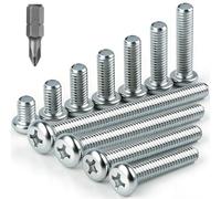 mawmuaw M5 Bolts, 15 Pcs Pan Head Screw M5x70 mm Machine Screws | Round Head Bolts, Zinc Steel, Philips Head Bolt, Fully Threaded, with Bit, for DIY Furniture, Machinery, Construction