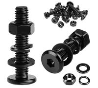 mawmuaw M6x12 mm Bolts and Nuts Set, 15 Pcs Hex Socket Head Cap Screws 304 Stainless Steel Hex Socket Button Head Screw Black with Spring Lock Washers and Flat Washers for Installation Fixing