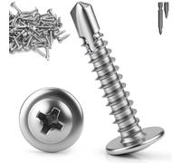 mawmuaw Self Tapping Screws Metal M4.2x45 mm, 80 Pcs Wafer Head Self Drilling Screws 410 Stainless Steel Modified Truss Head Self Tapping Drilling Screw for Wood Plastics Sheet Metal Steel Aluminum