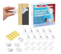 MAWR Magnetic Cabinet Locks for Child Safety - 10 Locks & 2 Keys, No Drilling, Easy Adhesive Install, Baby-Proof for Kitchen & Drawer Cabinets