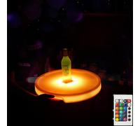 MAWTUJZX Led Light Up Round Rechargeable Waterproof Serving Tray - 16 Colorful LED for Drinks, Wine, Snacks, Fruit, Champagne - Perfect for Christmas Party, Club, Bars, Wedding