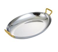 MAWTUJZX Oval Spanish Paella Pan With Dual Handles, Rose Gold 25.5/30.2/35/40cm 304 Stainless Steel Seafood Paella Pan Cookware, Restaurant Or Camping Skillet For Homes(Size:XL,Color:A)