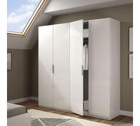 MAX 180cm Wide Satin White Wardrobe 4 Door Storage Unit