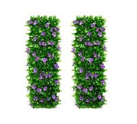 Max 200 * 40cm Expanding Garden Flower Trellis Panels, Fence Screening, Privacy Screen Garden, Gardenss Fence Screening, Gardens Fences Screeningss with Artificial Ivy and Violet Flower (2pcs)