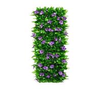 Max 200 * 40cm Expanding Garden Flower Trellis Panels, Privacy Screen Garden, Fence Screening, Gardenss Fence Screening, Gardens Fences Screeningss with Artificial Ivy and Violet Flower (1 pc)