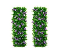 Max 200 * 40cm Expanding Garden Flower Trellis Panels, Privacy Screen Garden, Fence Screening, Gardenss Fence Screening, Gardens Fences Screeningss with Artificial Ivy and Violet Flower (2 pcs)