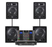 MAX 2x 15 Passive DJ Speaker Full System with 15" Subwoofers, CD DJ Mixer & 3000W Amp - Pro DJ Gear Package for PA, Mobile Events, Parties - All Cables, Speaker Poles, Crossover Included Setup