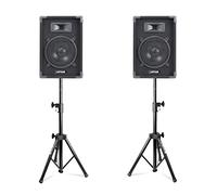 Max 8" Passive DJ Speaker Pair with Adjustable Tripod Stands - 800W Professional PA Speakers Kit, 2-Way Sound System, 200W RMS, 400W Max per Speaker, Carpet Finish, 2-Year Warranty