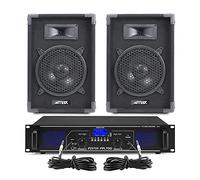 MAX 8" Passive DJ Speakers Pair & Fenton FPL700 Bluetooth Amplifier Kit - 700W Home DJ Music System with MP3, USB, AUX & Stereo Connectivity for Parties, Karaoke & Events