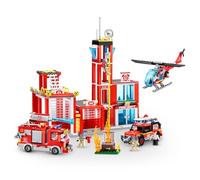 MAX Adventure Fire Station Playset (933 pieces) Building Bricks Toys For Kids 5+ Create Vehicles and More Unbox Discover, Major Brand Compatible