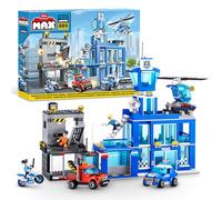 MAX Adventure Police Headquarters Playset (889 pieces) Building Bricks Toys For Kids 5+ Create Vehicles and More Unbox Discover, Major Brand Compatible