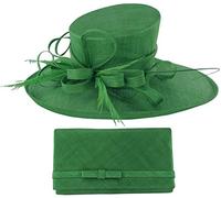 Max and Ellie Events Hat Bundle with Matching Large Occasion Bag (2 Items) in Emerald, Size: Medium (57cm)