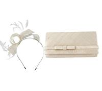 Max and Ellie Sinamay Fascinator Bundle with Matching Occasion Bag (2 items) in White, size: One Size