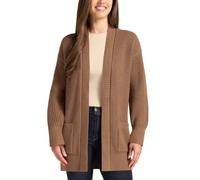 Max and Mia Women's Open Front Long Sleeve Combed Cotton Cardigan Sweater with Pockets, Camel (Brown), 3X