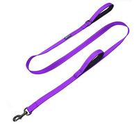 Max and Neo Double Handle Traffic Dog Leash - 6 FT, Purple, Donates a Leash to Dog Rescue for Every Purchase