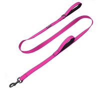 Max and Neo Double Handle Traffic Dog Leash Reflective - We Donate a Leash to a Dog Rescue for Every Leash Sold (Pink, 6 FT)