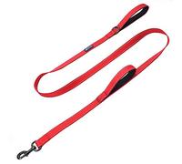 Max and Neo Double Handle Traffic Dog Leash Reflective - We Donate a Leash to a Dog Rescue for Every Leash Sold (RED, 6 FT)