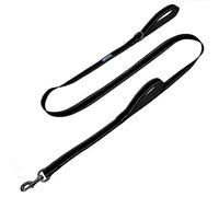 Max and Neo Double Handle Traffic Dog Leash Reflective - We Donate a Leash to a Dog Rescue for Every Leash Sold (Black, 4 FT)
