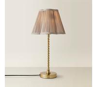 Maeve Light Grey Pleated Faux Silk Scallop Shade Brushed Gold Bobbin Table Lamp ValueLights Gold One Size