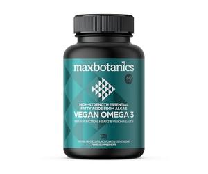 Max Botanics Vegan Omega 3 Algae Oil (Algal Oil) Capsules DHA 300mg + EPA 150mg - Plant Based Fish Oil Alternative Supports Brain, Heart & Vision - Non GMO UK Made GMP 60 Vegan Capsules 1 Month Supply