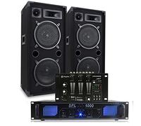 Max Dual 10" Passive DJ Speaker and Amplifier System with Skytec Mixer - Complete 1000W PA Sound Setup for Disco, Home DJ, Karaoke, Parties & Events