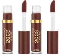 Max Factor 2000 Calorie Lip Glaze Chocolate Glow, Full Shine Lip Gloss, Nourishing with Hyaluronic Acid & Squalane, Instant Plump, Non-Sticky, Vanilla-Milk Scent, Fuller Looking Lips (Pack of 2)