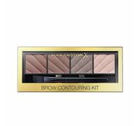 Max Factor Brow Contouring Powder Kit - Dark Shades: 4-Color Set (3 brow powders + highlighter) for defined, matte brows