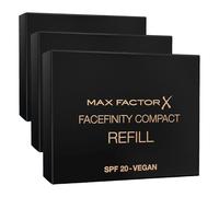 Max Factor Facefinity Compact Foundation Refill, SPF 20, 001, Porcelain, 10g (Pack of 3)