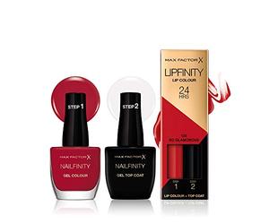 Max Factor Hollywood Duo Set, 3PC Set, Nailfinity Red Carpect Ready 310, Nailfinity The Finale Gel Top Coat 100, Long Lasting Two Step Lipstock So Glamorous 125