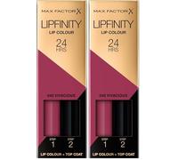 Max Factor Lipfinity Vivacious, Long-Lasting, Two Step Lipstick, Vibrant Colour, Hydrating, Lasts 24 Hrs, Matte Lip Colour With Glossy Top Coat, 4.2g (Pack of 2)