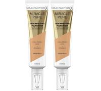 Max Factor Miracle Pure Liquid Foundation, Beige, Full Coverage, Flawless and Radiant Finish, Lightweight Formula, Smudge Resistant, Non Pore-Clogging, Fragrance Free, 35ml (Pack of 2)