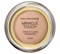 Max Factor Miracle Touch Perfecting Foundation, Warm Almond, Full Coverage, Lightweight and Moisturising Effect with Hyaluronic Acid and SPF 30 Formula, 11.5 g