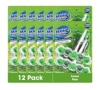Max Flush 5 Forest Pine Toilet Rim Block Cleaner, Twin Pack Bundle, 24 Blocks Total, 45g Each, Foaming Action, Limescale Prevention, Long-Lasting 4 W resh Scent