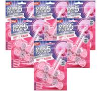 Max Flush 5 Tropical Blossom Toilet Rim Block Cleaner, Twin Pack Bundle with Foaming Action, Limescale Prevention, 12 Blocks, 45g Each