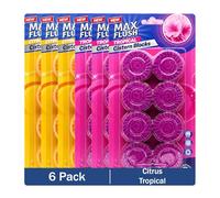 Max Flush In-Cistern Toilet Blocks, 8 Blocks per Pack, 48 x 50g, Multiple Fragrances, 6 Pack (Citrus/Tropical)